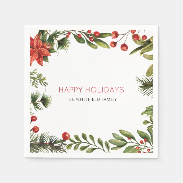 Personalisierte Weihnachtsgebirgsfamilie Serviette (Vorderseite)