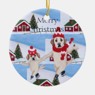 Personalisierte Weihnachtsgelb Labrs Verzierung Keramik Ornament