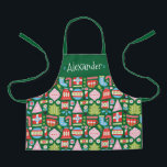 Personalisierte Weihnachtsgeschenke Überdrucken Sc Schürze<br><div class="desc">Ein stilvolles und modernes Weihnachtskindlmuster mit Retro-inspiriert geometrischen Abbildungen von Ornamenten,  Strümpfen,  Bonbons,  Geschenken,  Weihnachtsbäumen,  Schneeflocken,  Glocken und vielem mehr. Dies kann mit dem Namen,  dem Monogramm oder Ihrer eigenen Nachricht personalisiert werden. Ein lustiges und einzigartiges Weihnachtsgeschenk für Kinder. Die Farben sind grün,  rot,  weiß,  blau und rosa.</div>