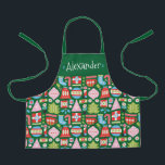 Personalisierte Weihnachtsgeschenke Überdrucken Sc Schürze<br><div class="desc">Ein stilvolles und modernes Weihnachtskindlmuster mit Retro-inspiriert geometrischen Abbildungen von Ornamenten,  Strümpfen,  Bonbons,  Geschenken,  Weihnachtsbäumen,  Schneeflocken,  Glocken und vielem mehr. Dies kann mit dem Namen,  dem Monogramm oder Ihrer eigenen Nachricht personalisiert werden. Ein lustiges und einzigartiges Weihnachtsgeschenk für Kinder. Die Farben sind grün,  rot,  weiß,  blau und rosa.</div>