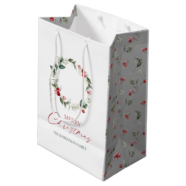 Personalisierte Weihnachtsgeschenktasche Mittlere Geschenktüte (Rückseite Schrägansicht)