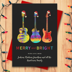 Personalisierte Weihnachtsgitarre Fröhlich und Hel Feiertagskarte