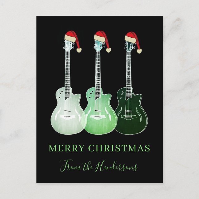 Personalisierte Weihnachtsgitarren Feiertagspostkarte (Vorderseite)
