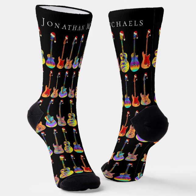 Personalisierte Weihnachtsgitarren-Festtage Socken (Gewinkelt)
