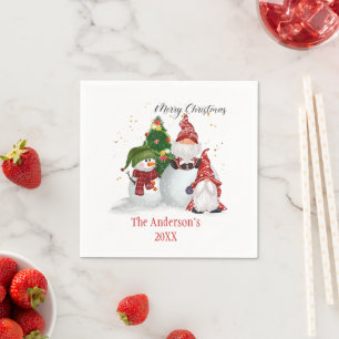 Personalisierte Weihnachtsgnomen Weihnachten Napki Serviette