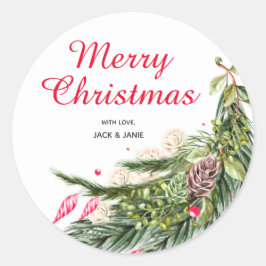 Personalisierte Weihnachtsgrün Runder Aufkleber