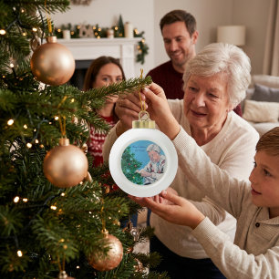 Personalisierte Weihnachtsgrüße von OMA/OPA Keramik Kugel-Ornament