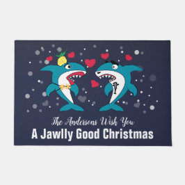 Personalisierte Weihnachtshaie Funny Family Fußmatte