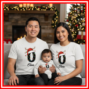 Personalisierte Weihnachtshirschgeweihe Santa-Mütz T-Shirt