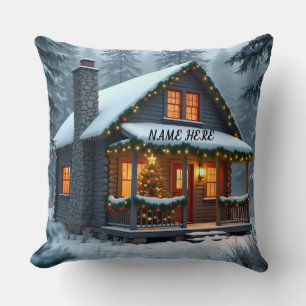 Personalisierte Weihnachtshütte 2 Kissen