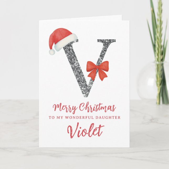 Personalisierte Weihnachtskarte - Buchstabe V Karte (Vorderseite)