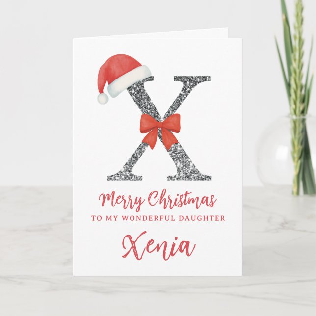 Personalisierte Weihnachtskarte - Buchstabe X Karte (Vorderseite)