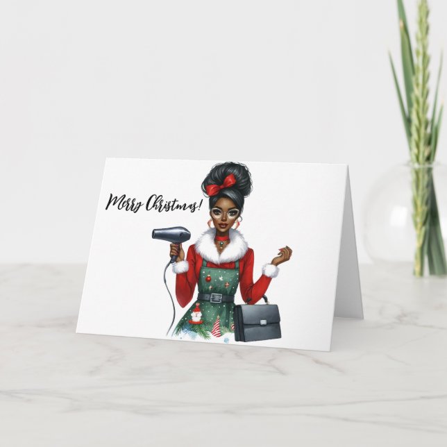 Personalisierte Weihnachtskarte für den Friseur Feiertagskarte (Vorderseite)