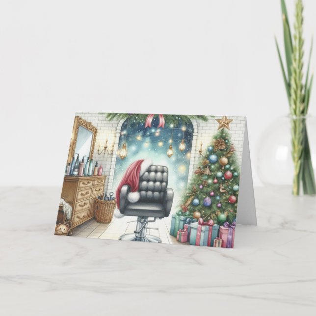 Personalisierte Weihnachtskarte für den Haarstylis Feiertagskarte (Vorderseite)