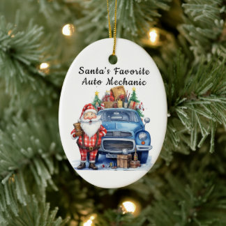 Personalisierte Weihnachtskarte für Kfz-Mechaniker Keramik Ornament