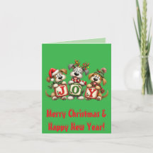 Personalisierte Weihnachtskarte Hunde JOY
