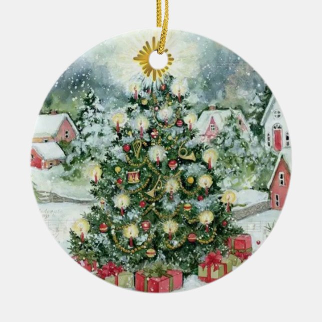 Personalisierte Weihnachtskarte Keramik Ornament (Vorne)