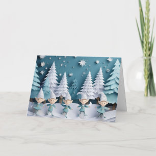 Personalisierte Weihnachtskarte mit Elfen im Schne Karte