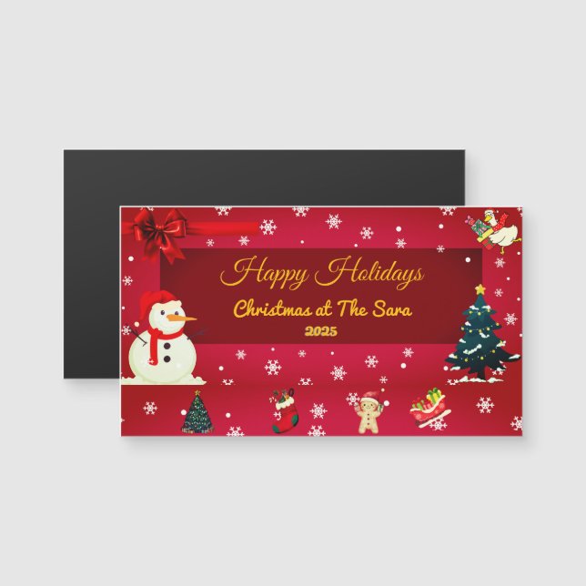Personalisierte Weihnachtskarte mit Namen  Magnetkarte (Vorne/Hinten)