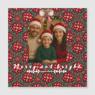 Personalisierte Weihnachtskarte mit Poinsettie Magnetkarte