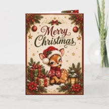 Personalisierte Weihnachtskarte mit Rentier-Santa