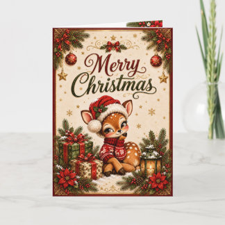 Personalisierte Weihnachtskarte mit Rentier-Santa Karte