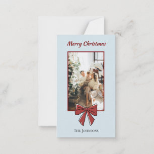 Personalisierte Weihnachtskarte mit roter Schleife Mitteilungskarte