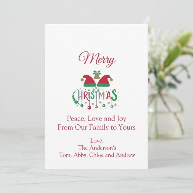 Personalisierte Weihnachtskarten Weihnachtsmannmüt Feiertagskarte (Stehend Vorderseite)