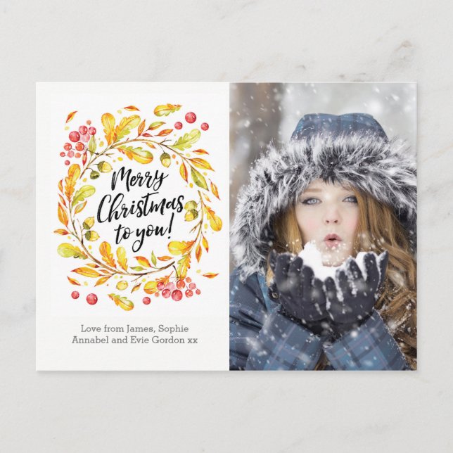 Personalisierte Weihnachtskartentafel Feiertagspostkarte (Vorderseite)