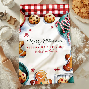 Personalisierte Weihnachtskekse und Zuckerstangen Geschirrtuch