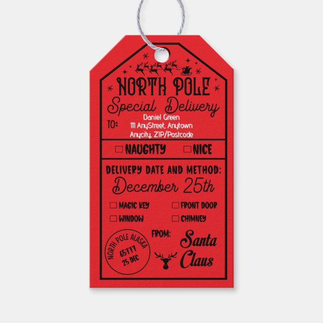 Personalisierte Weihnachtskitzel Box Naughty Nice Geschenkanhänger (Vorderseite)