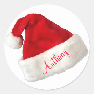 Personalisierte Weihnachtskleber/Weihnachtsmannmüt Runder Aufkleber