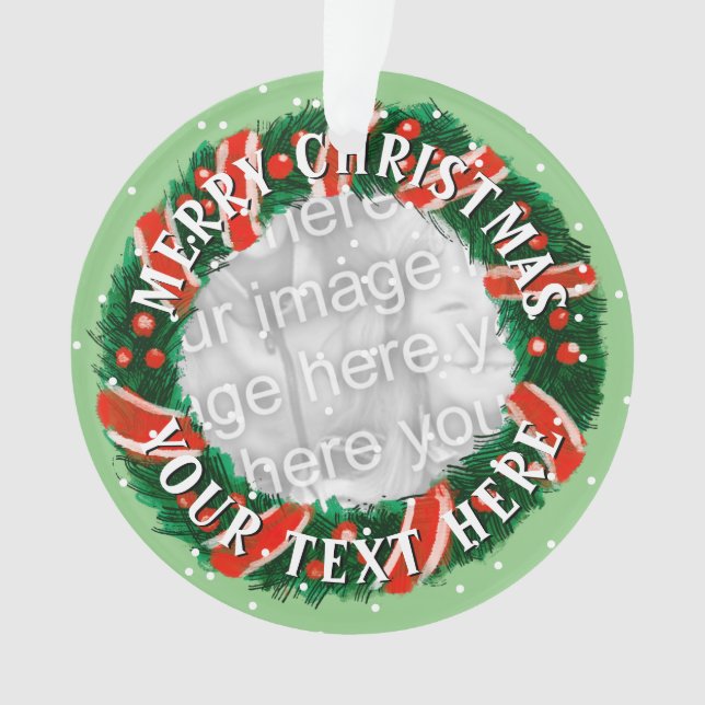 Personalisierte Weihnachtskranz-Maske im Foto Ornament (Vorderseite)