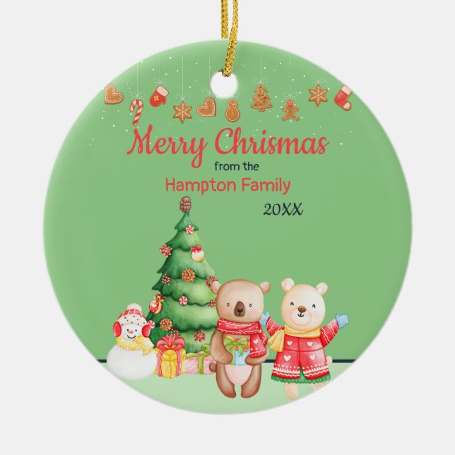Personalisierte Weihnachtslandschaft Keramik Ornament (Vorne)