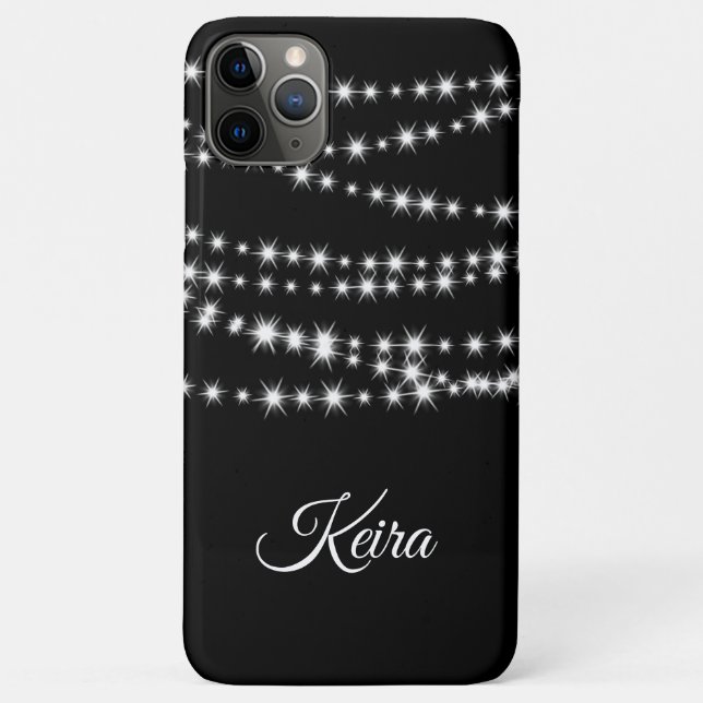 Personalisierte Weihnachtsleuchten auf schwarzem i Case-Mate iPhone Hülle (Rückseite)