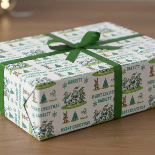 Personalisierte Weihnachtsmann-Fußball-Geschenkpap Geschenkpapier Set