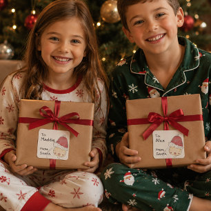 Personalisierte Weihnachtsmann-Geschenkanhänger Quadratischer Aufkleber