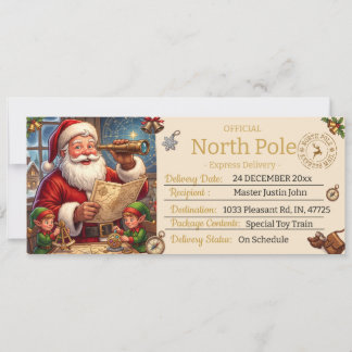 Personalisierte Weihnachtsmann-Liefernotiz, Nordpo Einladung