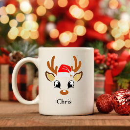 Personalisierte Weihnachtsmannmütze Rentier Weihna Kaffeetasse