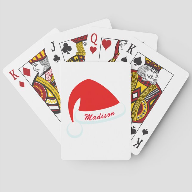 Personalisierte Weihnachtsmannmütze Rot und Weiß S Spielkarten (Rückseite)