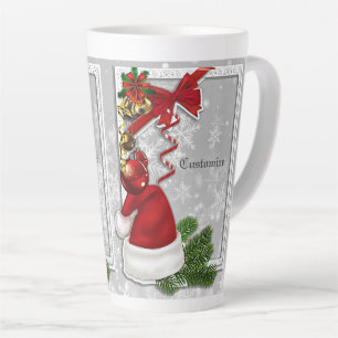 Personalisierte Weihnachtsmannmütze Weißrahmen Milchtasse