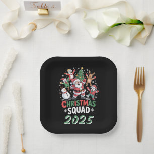 Personalisierte Weihnachtsmannschaft 2025 Santa Fa Pappteller