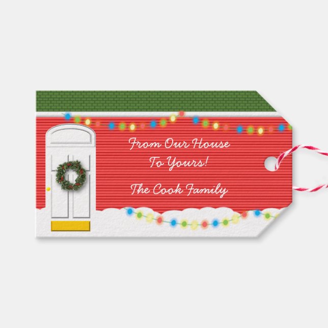 Personalisierte Weihnachtsmarke Geschenkanhänger (Vorderseite (Horizontal))