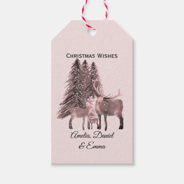 Personalisierte Weihnachtsmarken für Hirsche Geschenkanhänger (Vorderseite)