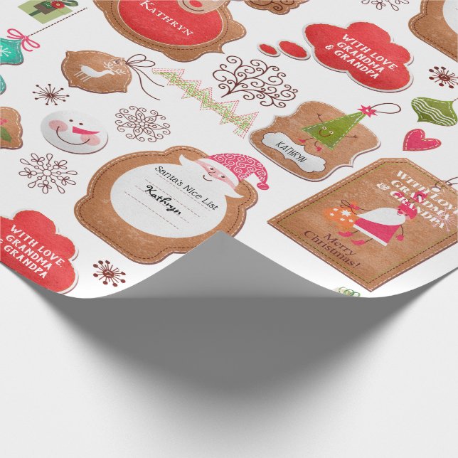 Personalisierte Weihnachtsmarken Geschenkpapier (Ecke)
