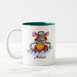 Personalisierte Weihnachtsmaus Zweifarbige Tasse