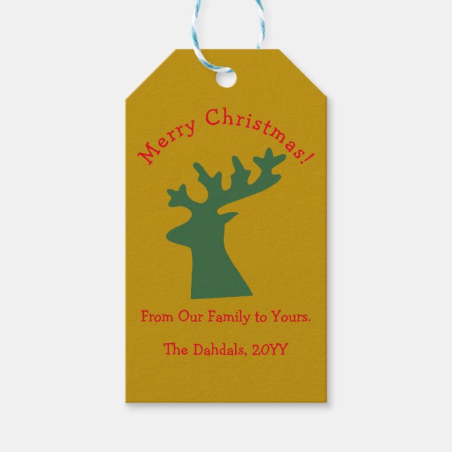 Personalisierte Weihnachtsmeisterin Green & Gold Geschenkanhänger (Vorderseite)