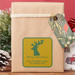 Personalisierte Weihnachtsmeisterin Green & Gold Quadratischer Aufkleber