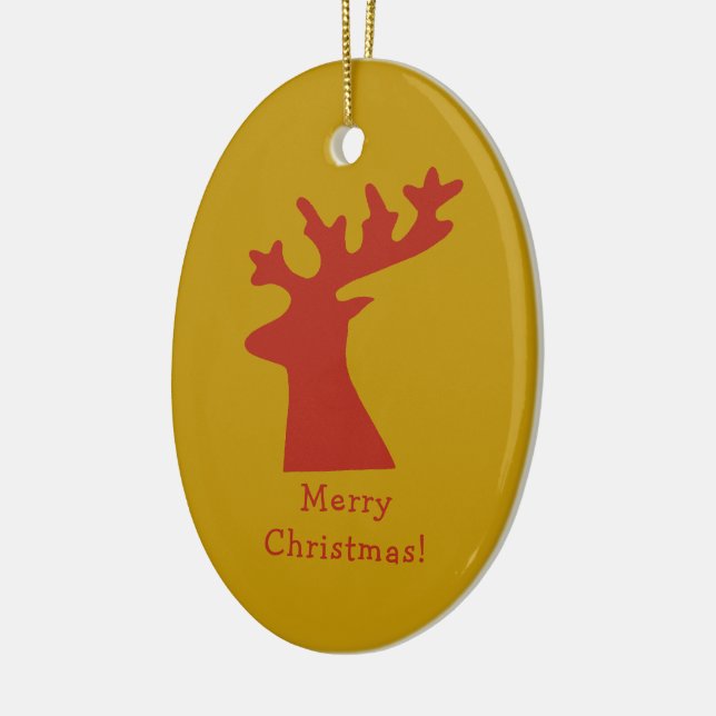 Personalisierte Weihnachtsmeisterin Rot und Gold Keramik Ornament (Links)