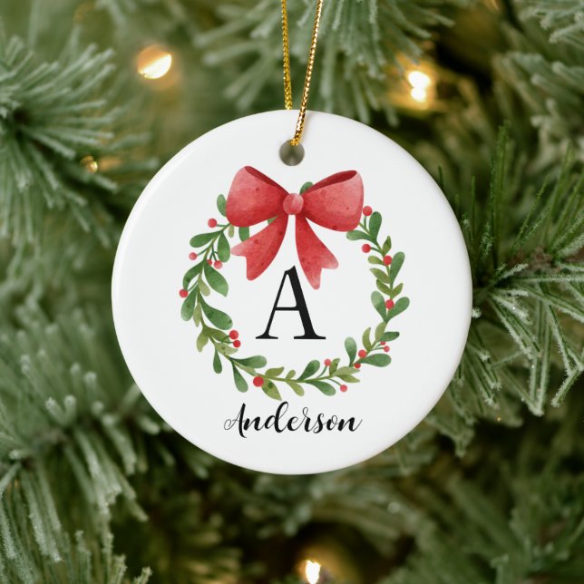 Personalisierte Weihnachtsmonografie Keramik Ornament (Baum)